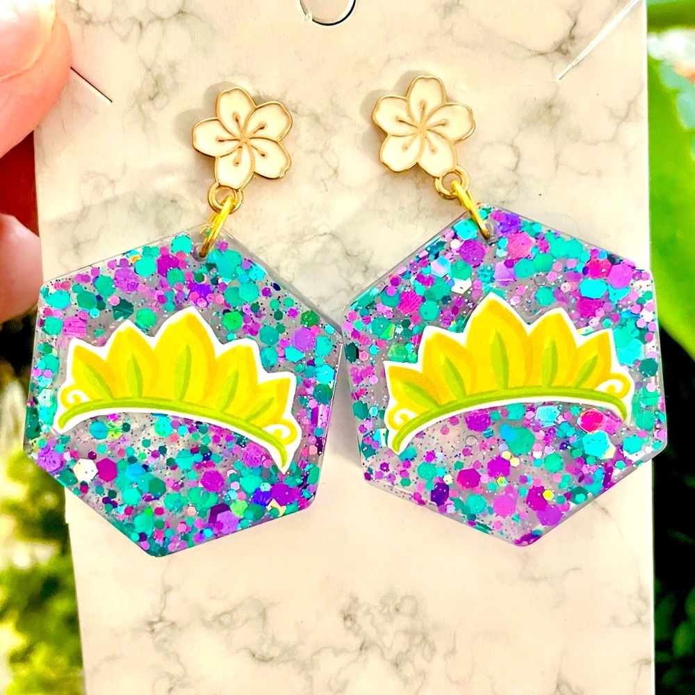 Tiana’s Crown Acrylic Earrings